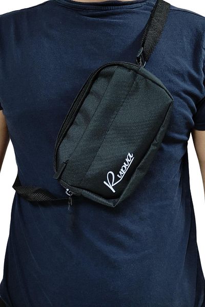 Rupva Men's Sports Travel Walking 2 Compartment Daily Black Waist Bag