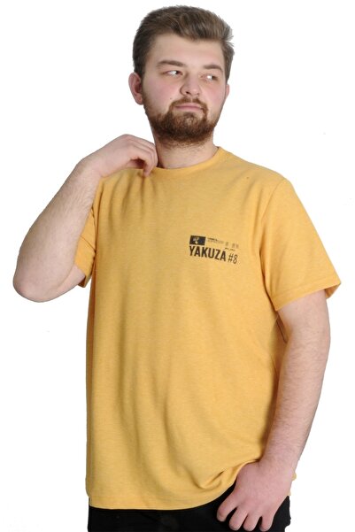 ModeXL Футболка великого розміру з круглим вирізом Yakuza 23402 гірчичного кольору