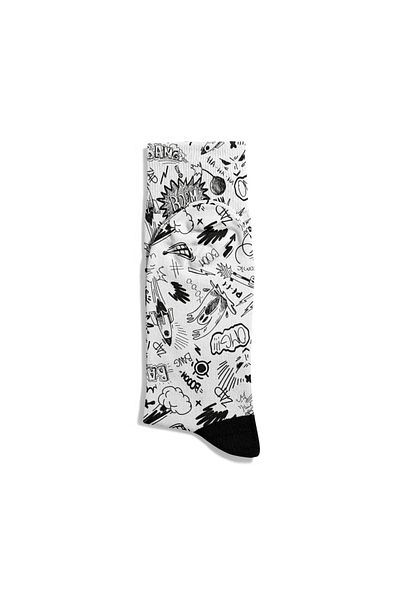 Eğlenceli Çoraplar Fun Socks Unisex Popart Boom Pow Pattern Printed Socks Eglncn369