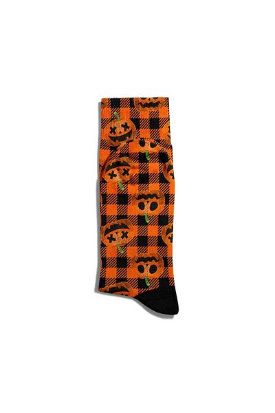 Eğlenceli Çoraplar Fun Socks Unisex Plaid Halloween Pattern Printed Socks Ecsoket281