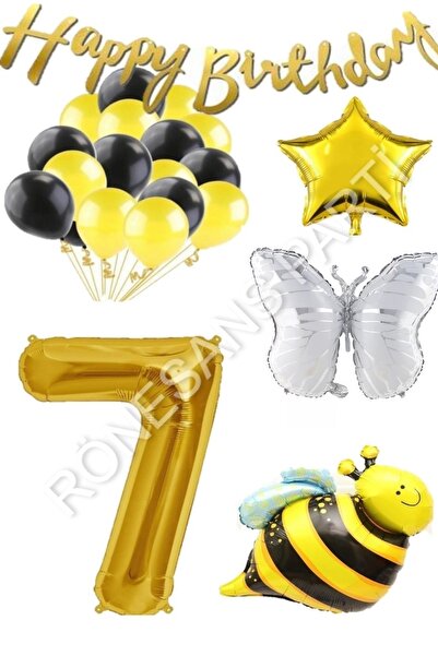 Generic Brand Happy Birthday Banner and Star Foil Balloon Set with Bee and Bu...