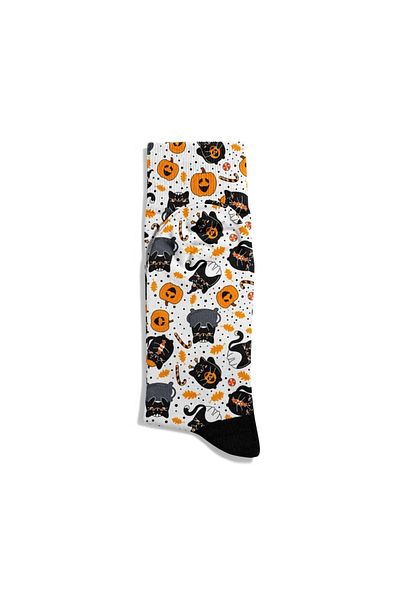 Eğlenceli Çoraplar Fun Socks Unisex Halloween Cats Pattern Printed Socks Ecsoket503