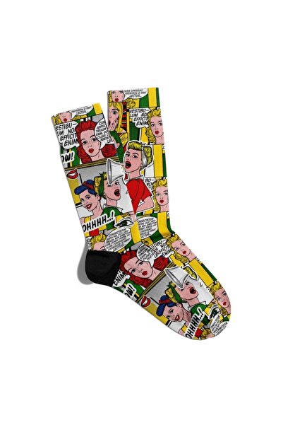 Eğlenceli Çoraplar Unisex Popart Ohh Yeap Printed Fun Socks - Ecsoket046