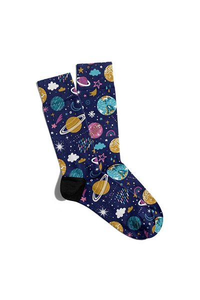 Eğlenceli Çoraplar Fun Socks Unisex Popart Pattern Space Printed Socks Ecsoket304
