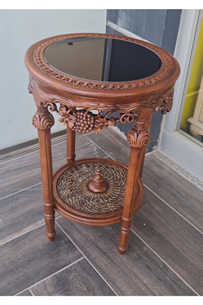 EL YAPIMI Üzüm Oymali Yan Sehpa