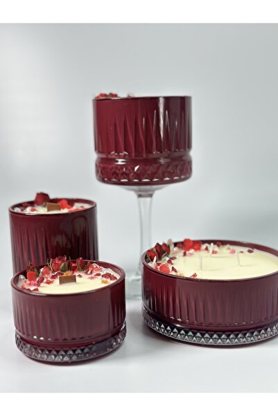 Harmoniya Home Mürdüm Moru Kokulu Kadeh & Bardak Mum 4'lü Set Soya Wax