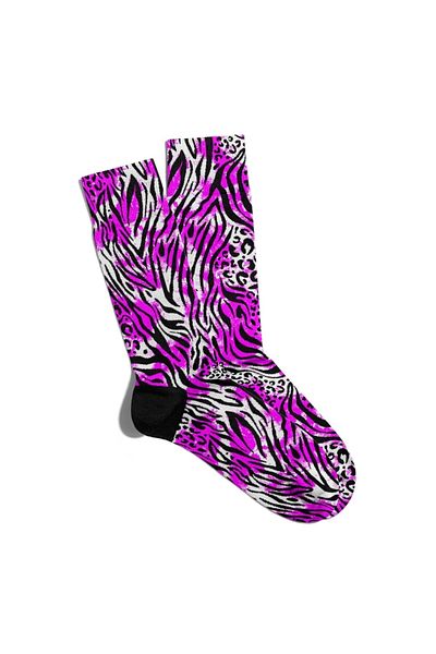 Eğlenceli Çoraplar Fun Socks Unisex Zebra Motif Printed Socks Ecsoket152