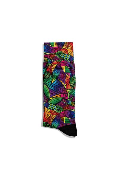Eğlenceli Çoraplar Fun Socks Unisex Flower Colorful Pattern Printed Socks Ecsoket418