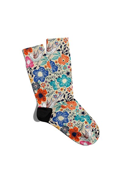 Eğlenceli Çoraplar Eğlenceli Çorap Unisex Yaz Esintisi Kuş Ve Çicek Baskılı Ç...