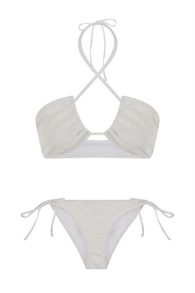 AQUELLA Halter Collar Towel Ecru Bikini Set