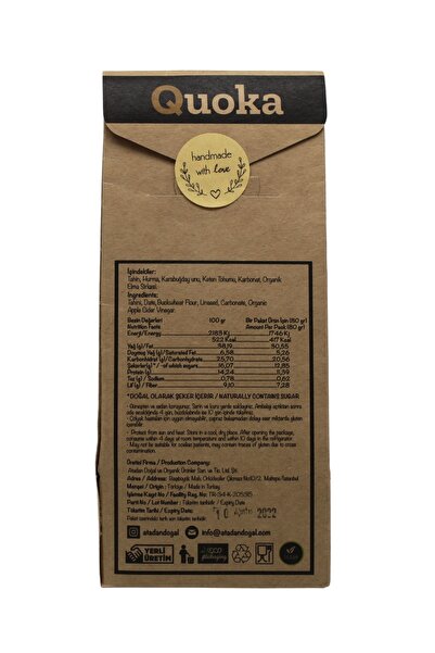 QUOKA Glutensiz Şekersiz Karabuğday Unundan Vegan Tahinli Kurabiye 3 Paket X 80gr