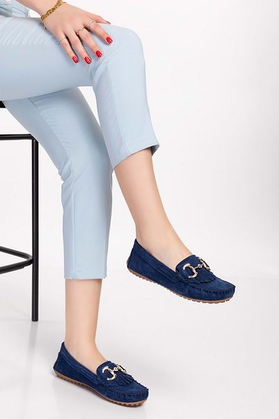 Gondol Loafer flexibil, ușor și confortabil, piele de căprioară, Sw.755 - bleumarin - 38
