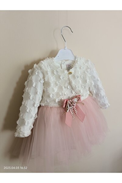 Guvaga Kız Çocuk Bayramlık Kız Bebek Tül Detaylı Tütülü Bolerolu Parti Düğün Doğum Günü Özel Gün Elbise