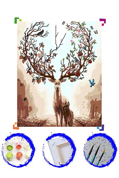 PlusHobby Geyik Figürü Sayılarla Boyama Seti 60x75cm Tuval