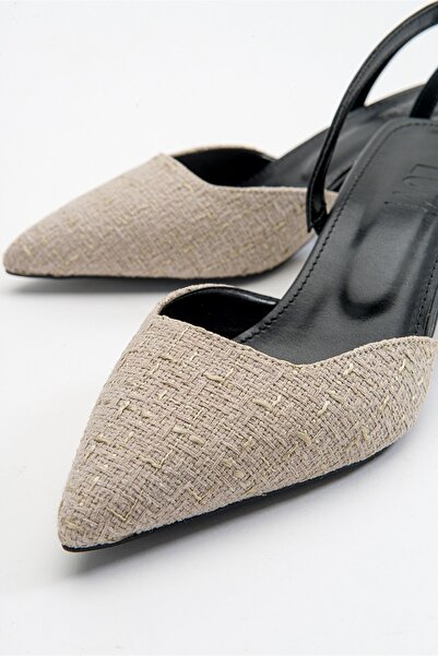 LuviShoes Přes béžové černé dámské boty na podpatku