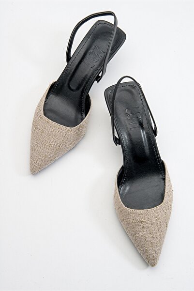 LuviShoes Přes béžové černé dámské boty na podpatku