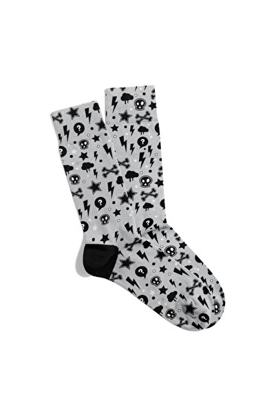 Eğlenceli Çoraplar Fun Socks Sosete unisex zzz Grey Skull Boom imprimate Ecso...