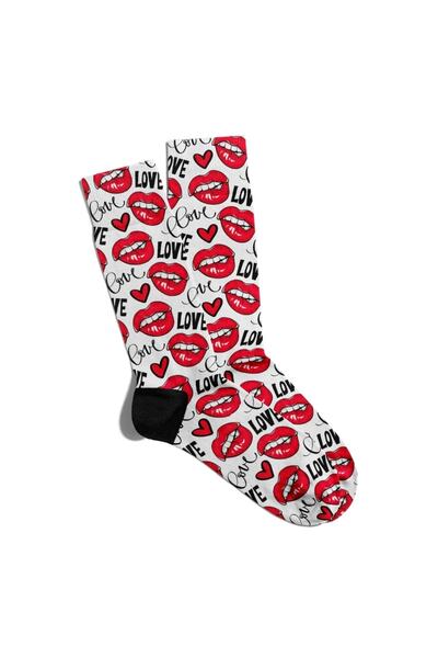 Eğlenceli Çoraplar Διασκεδαστικές κάλτσες Unisex Love Lips Popart με τύπωμα S...