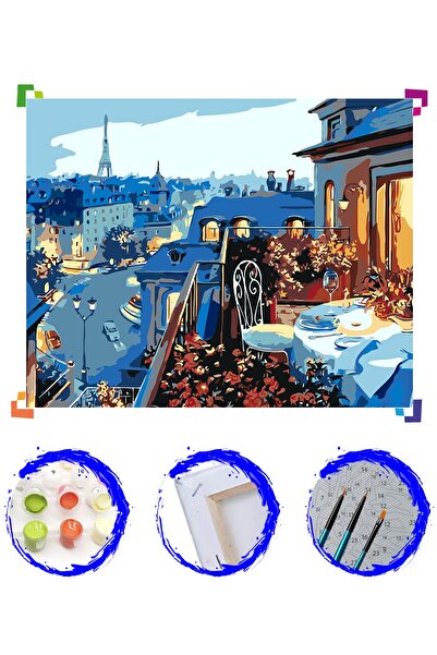PlusHobby Sb68- Balkon Manzarası Sayılarla Boyama Seti 60x75cm Tuval