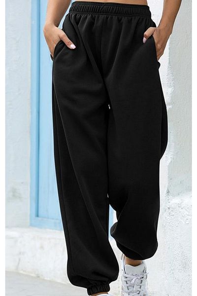 BSBSPOR Summer Oversized Sweatpants Joggers - Black Loose Women's and Men's Shoes