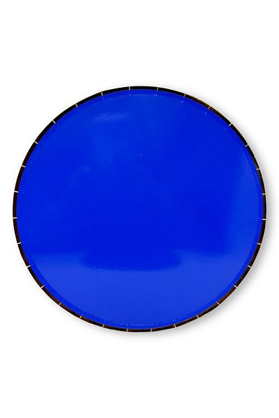 Mare Karnaval Round Midnight Blue Gold Gilt Cardboard Party Plate 8 Pieces-23cm