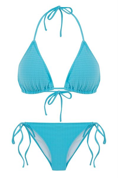 AQUELLA Set de bikini triunghi albastru texturat