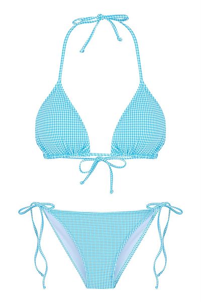 AQUELLA Set de bikini triunghi albastru cu model Gingham