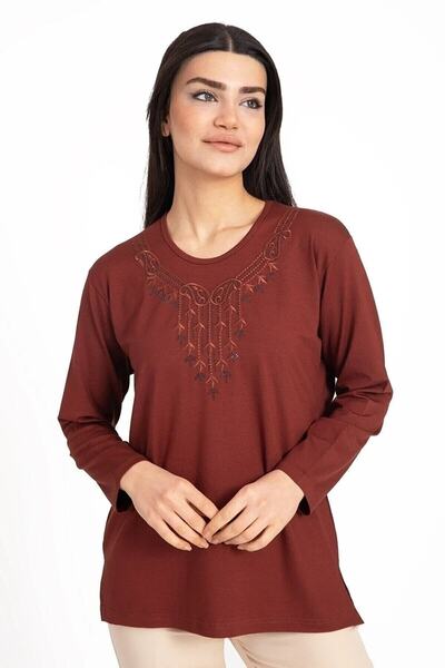 ANNELER GÜNÜ بلوزة الأم القطنية الممشطة - ليكرا يوم الأم