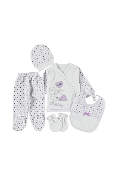 BIDI BIDI طقم بدلة قطعة واحدة مطرزة على شكل أرنب مكونة من 5 قطع