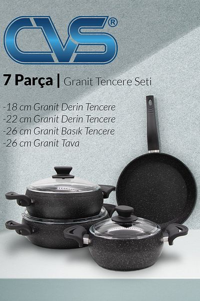 CVS 7 Piece Mastercook Chubby Granite Pot Set (18CM-22CM-26CM 26CM) Dn 20007