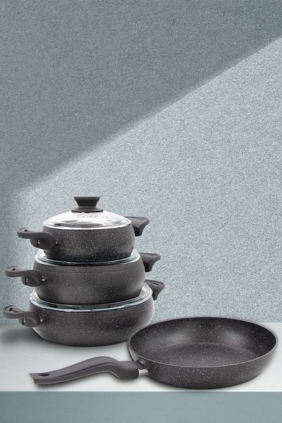 CVS 7 Piece Mastercook Chubby Granite Pot Set (18CM-22CM-26CM 26CM) Dn 20007