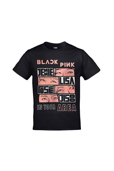 Orijin Tekstil Blackpink In Your Area Jenie Lisa Rose Jisoo Printed Unisex Μαύρο Tshirt