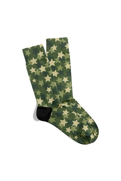 Eğlenceli Çoraplar Fun Socks Unisex Camouflage Star Pattern Printed Socks Ecsoket403