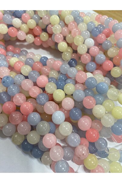 LİVZA BİJUTERİ Brezilya Morganit Doğaltaş Dizisi 8 Mm Doğal Taş Takı Yapım