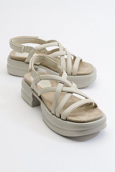 LuviShoes Dámské sandály z pravé kůže Senza Beige Skin