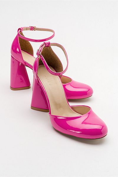 LuviShoes Pantofi cu toc pentru damă din piele lacuită Oslo fucsia