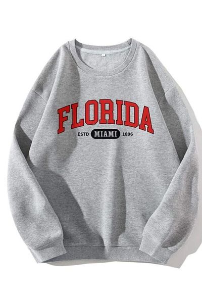 MODAGEN Φούτερ Unisex Grey Florida με στάμπα με λαιμόκοψη oversize