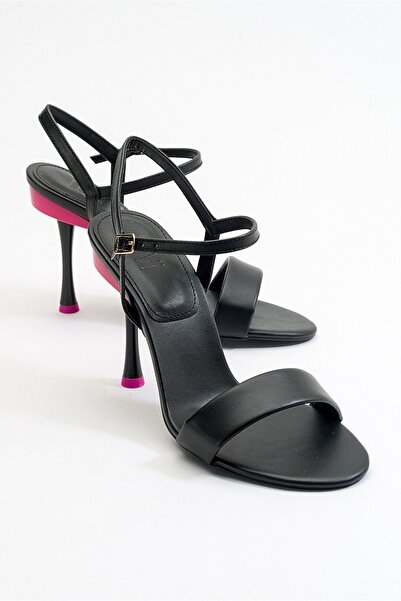 LuviShoes تألق الأحذية ذات الكعب العالي الجلد الأسود للمرأة