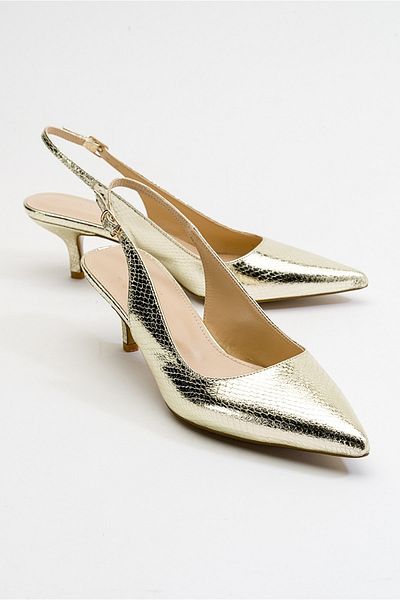 LuviShoes Value Damen-Schuhe mit Absatz und Goldmuster