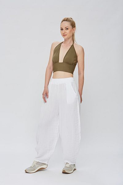 estewoman White Muslin Shalwar Trousers - 100% Cotton
