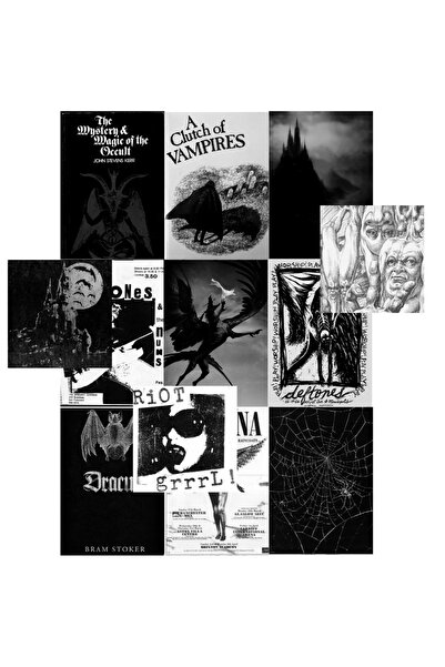 Ororabutik Gothıc Grunge Gotik Punk Poster Duvar Kağıdı Seti