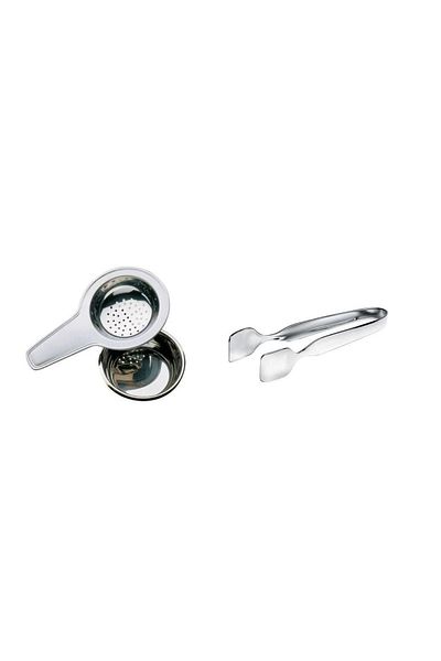 Nehir Tea Strainer with Stainless Steel Base - Sugar Tongs 3 Pieces