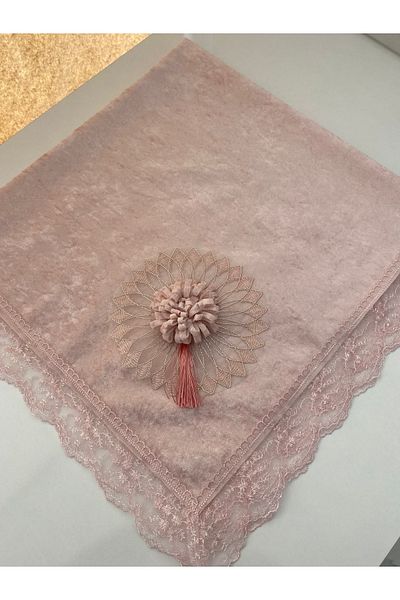 AYHANHOME Βελούδινη 3D φούντα με γαλλική δαντέλα κεντημένη με προίκα πολυτελείας