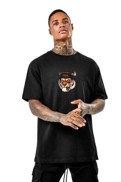 BENROMA 1 μπλουζάκι δώρο για αγορές 6 και άνω στο καλάθι - Μπλουζάκι Tiger Print Unisex Oversize Fit