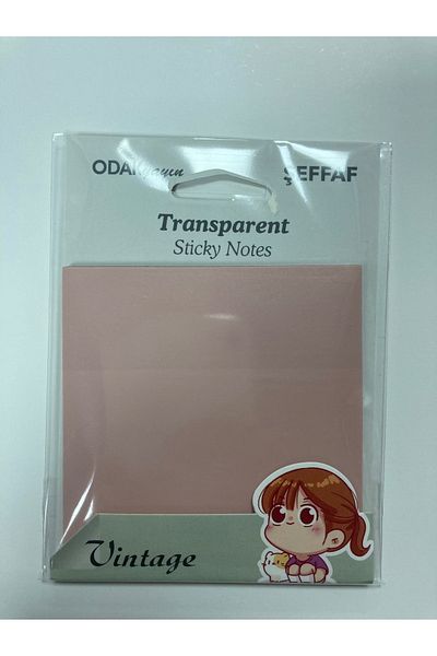 ODAK YAYIN Transparent Sticky Note Paper Transparent Pastel Pink Color 76x76 Transparent Vintage