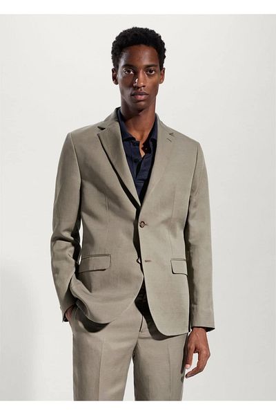 MANGO Man Μπουφάν Blazer από λινό κοστούμι