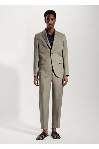 MANGO Man Μπουφάν Blazer από λινό κοστούμι