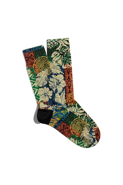 Eğlenceli Çoraplar Fun Socks Unisex Beige Summer Breeze Colorful Pattern Printed Socks Ecsoket174