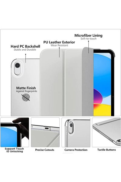 ESR Ipad 10 Generation - With Horizontal Stand, Hard PC, Back Cover Sleep Mode, Basic Smart Case and Screen Protector