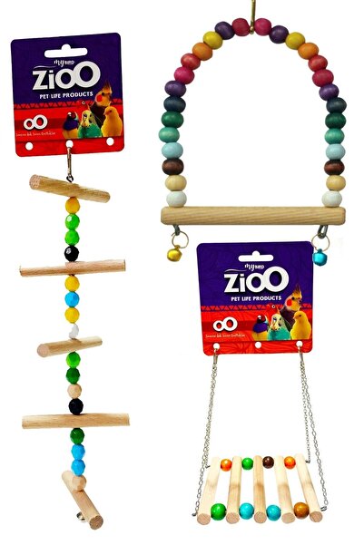 AlyaPetWorld Muhabbet Kuşu Ve Papağanlar Için Salıncak Oyuncak Seti 3'lü